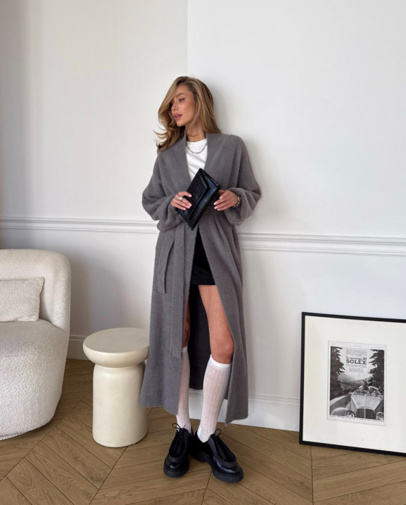 115 Кардиган подовженний в’язаний з поясом